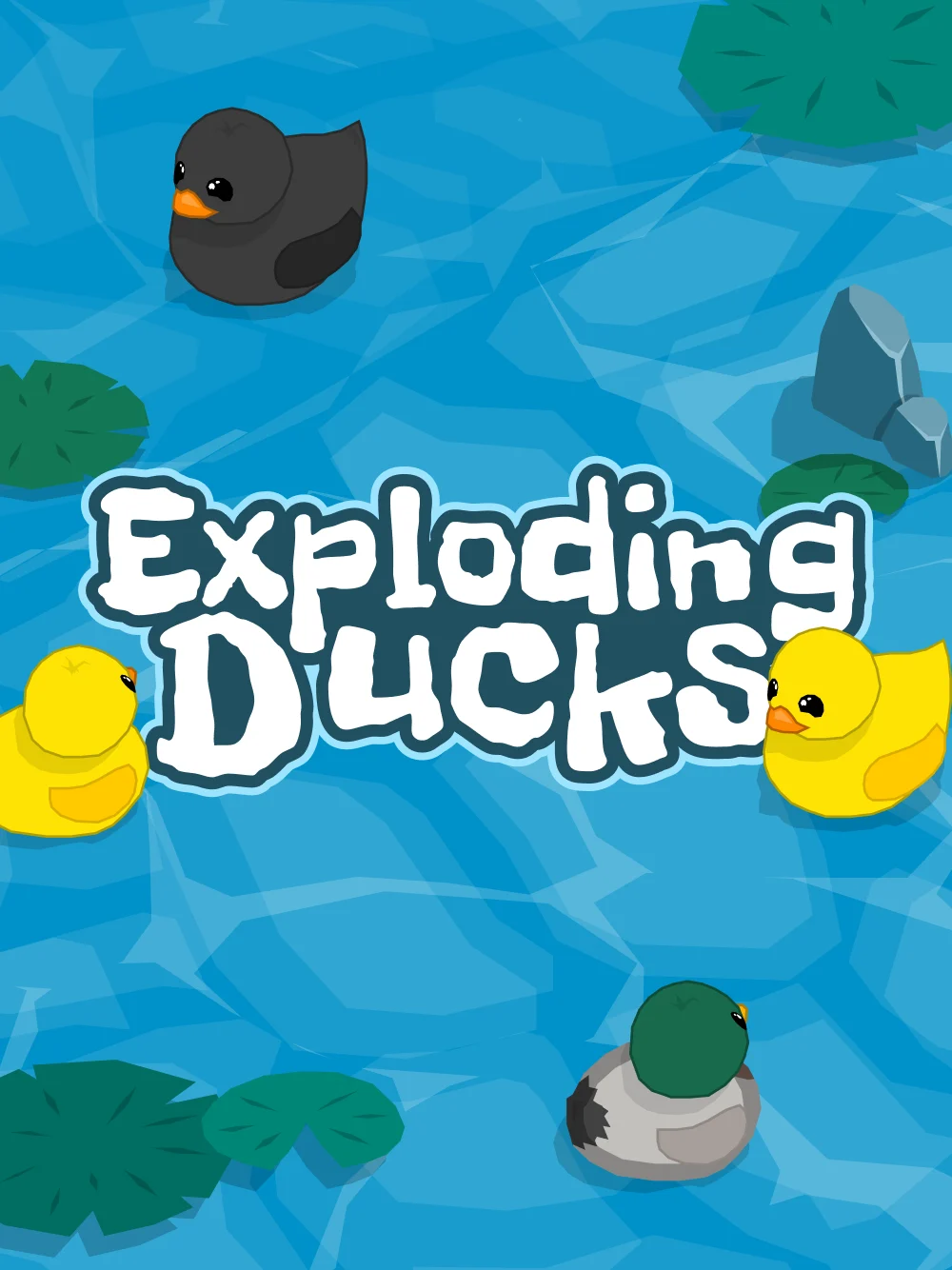 Tarjeta de juego divertido con patos explosivos y acción arcade